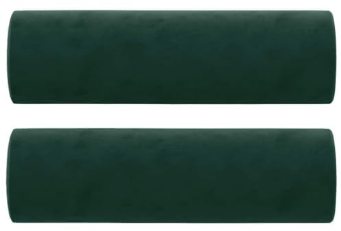 vidaXL Zierkissen 2 STK. Dunkelgrün Ø15x50 cm Samt