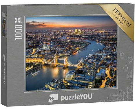 Puzzle 1000 Teile XXL „Londoner Skyline mit Tower Bridge bei Dämmerung“ – aus der Puzzle-Kollektion Skylines, London Skyline