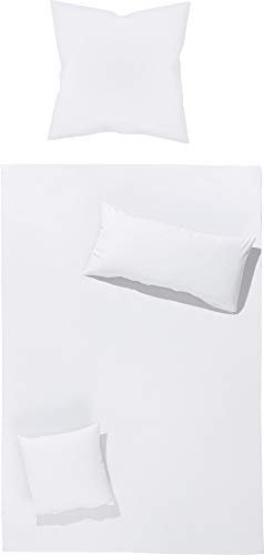 Erwin Müller Bettwäsche-Set mit Hotelverschluss Renforcé Würzburg, Uni weiß Größe 40x80 cm / 135x200 cm - strapazierfähig und temperaturausgleichend, mit Hotelverschluss