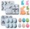 Fyfjur 2 Piezas Moldes de Silicona de Pascua, Easter Rabbit Silicone Mould, Huevos de Pascua Molde Chocolate, Moldes Conejo de Pascua, Moldes Bombones Silicona Pascua, Moldes Silicona Reposteria