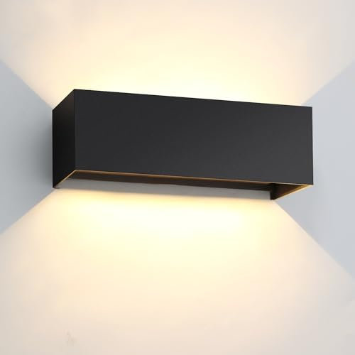 Kingwen LED Wandleuchte Innen/Außen 30W 3000K LED Wandlampen Innen Schwarz Mit Einstellbar Abstrahlwinkel 3000LM Aussenlampe IP65