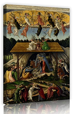 CHERHERART Leinwand Wandkunst Mystische Krippe Ölgemälde Drucke auf Leinwand Sandro Botticelli Giclée Drucke Kunstwerk für Home Office Dekor 70x100cm Innenrahmen