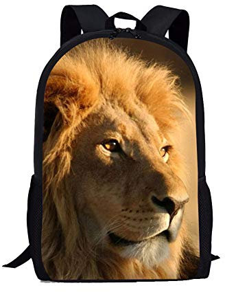 Wpamlrta Kinder-Rucksack für Schule, Tier, personalisierbar, Hamster-Rucksäcke für Jungen, löwe, One size