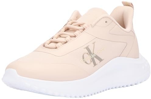 Calvin Klein Baskets Runner Femme Eva Runner Low Lace Mix sans Lacet, Rose (Whisper Pink/Bright White), 36