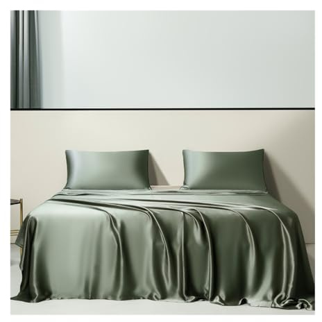 RUZGAR Bettlaken Betttuch Haustuch Laken 19-mm-Seiden ohne Gummizug 170x230cm 230x250cm 250x250cm Luxuriöse Seiden-Kühllaken Superseidene Weiche und Glatte (Color : Green, Size : 230x250cm)