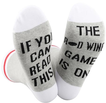 Lucky Hockey Socks Ice Hockey Gift Hockey Gift Hockey Game Fans Novelty Socks Gift (C, RED W)