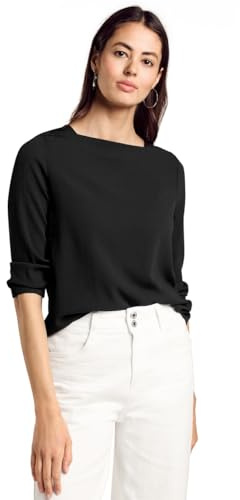 Street One Damen A321752 Struktur-T-Shirt, Schwarz, 40