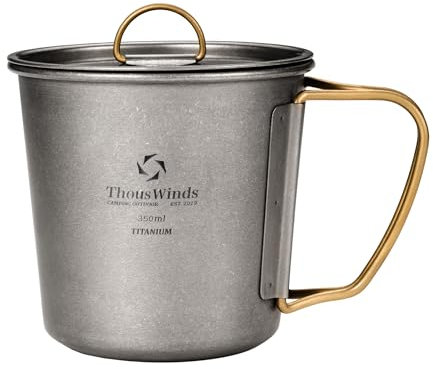 Thous Winds Titanium 350ml Camping Mug with Lid, Outdoor Titanium Lightweight Coffee Cup for Hiking Backpacking Camping