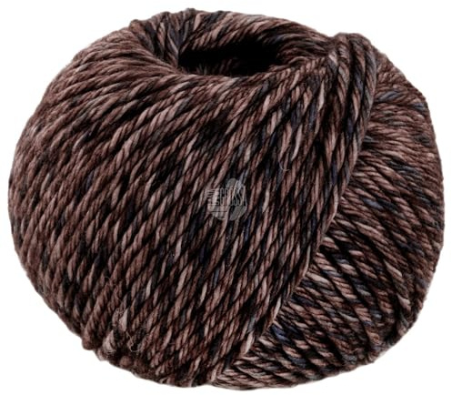 LANA GROSSA Vintage Chunky | Merinoklassiker mit Ton in Ton Farbeffekt | Handstrickgarn aus 100% Schurwolle (Merino) | 50g Wolle zum Stricken & Häkeln | 80m Garn FB 12 Graubraun/Dunkelgrau