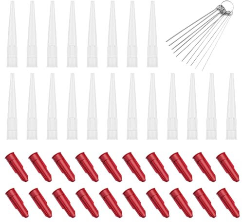 40pc Silicone Tube Nozzles & Caps, Household Sealant Nozzles Set, Replacement Tips for Caulking Gun (Style A)