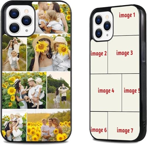 EKAM Personalised Phone Case For Apple iPhone 16, 15, 14, Pro, Max, Mini, Plus 13, 12, 11, X, XS, XR, SE, 8, 7 - Custom Photo Shockproof TPU Back Cover, Personalize Image Collage Layout (7 Images)