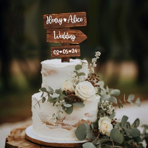 Party to Be Custom Personalized Rustic Wedding Cake Topper in Wood