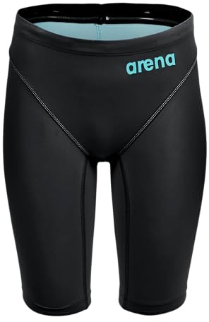 ARENA Powerskin Impulso Boys' Racing Jammer Competition Swimsuit One Piece Athletic Swim Team Championship Tech Suit, Black Teal, Size 22