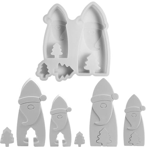 Silikonformen Gießformen Weihnachten, Silikonform Weihnachten, Wichtel Silikonform Gipsformen zum Gießen, DIY Gießformen Silikon Gießform Weihnachtsman, Epoxidharz (Weihnachtsmann Gnom)