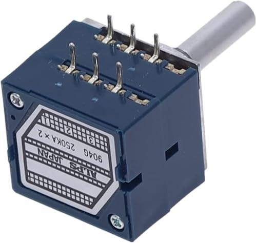 Drehpotentiometer, Potentiometer 10K 20K 50K 100K 250K 500K ALPS RK27 Lautstärkepotentiometer Dual 10~500KAX2 Schlitzdrehschalter 6Ppin(20k)