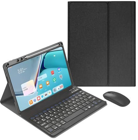 Tastatur Hülle für Huawei Matepad SE 11 Zoll 2024 – Kabellose Abnehmbare Tastaturabdeckung Mit Stifthalterung, Wiederaufladbare Tablet-Maus,Schwarz