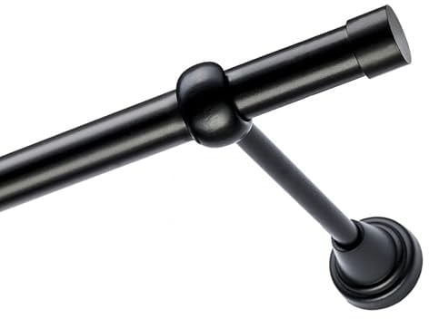 Voppi Gardinenstange Stärke 19mm Farbe Schwarz Länge 340cm für Küche Esszimmer Gardinen Vorhänge Wand befestigend