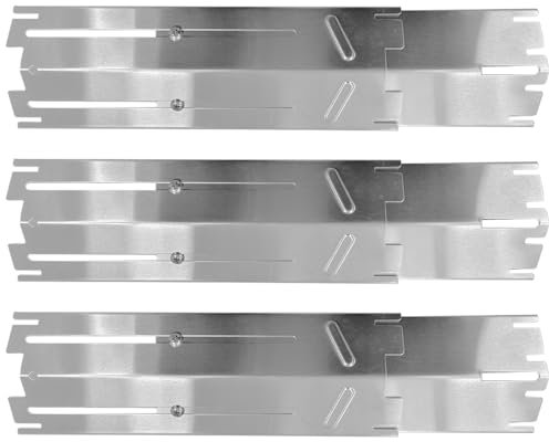 HWGckct Adjustable Stainless Steel Grill Heat Plates, Heat Shields, Heat Tents, Burner Covers, Heat Deflector, Flame Tamer for Nexgrill, Dyna-Glo, Charbroil, Brinkmann Grill Replacement Parts(3 Pack)