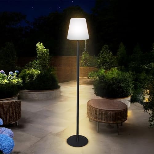 Lampada da terra a LED a batteria bianca calda e con cambio colore – 106 x 16 cm – Lampada da terra da giardino in nero con 4 modalità di illuminazione ricaricabile tramite USB – Balcone terrazzo