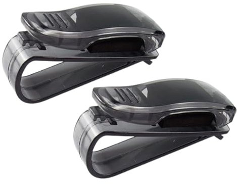 Fc'Noqgn Clip Universale per Occhiali da Sole su Parasole Auto - ABS Nero Trasparente Resistente