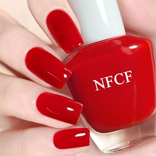 Bright Red Nail Polish - Red Nail Varnish Quick Dry - High Glossy & Long Lasting Nail Polish red - Vegan, Non Toxic, Natural Nail Varnish for Nail Art No Lamp Needed