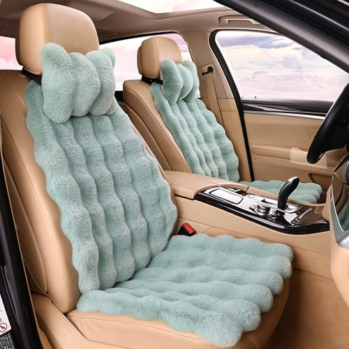 LiveGo 2er-Pack Autositzbezug Autositzschoner, atmungsaktiv, universell passende Sitzschoner für Autos & SUVs, Ganzjahreskomfort mit Kopfstützenbezügen (Matcha grün A)