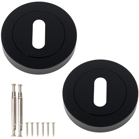 HARDHAWK Round Keyhole Cover Plate Escutcheon, Black Flush Mount Stainless Steel Key Hole Cover Blank with Screws for Door Cabinet Security Protection