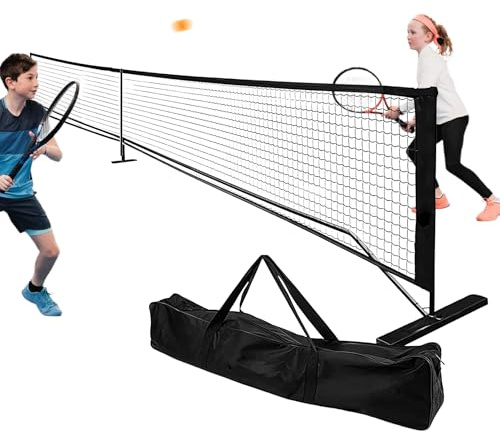Tragbares Tennis-Übungsnetz – Outdoor-Auffahrt, Sportnetz, abnehmbare Tennisausrüstung, zusammenklappbares Tragesystem für Badminton, Hinterhof-Trainingsgeräte