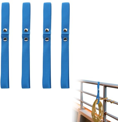 4 Pack Boat Rope Holders Boat Railing Line Straps with Stainless Snap, Dock Line Organizer for Sailboat, Yacht, Motorboat Ideal Boat Accessory Gift