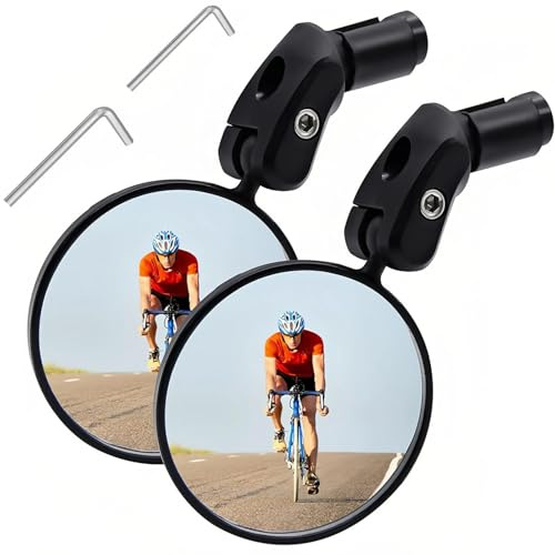 LNSYSNS 2 Stück Fahrradspiegel für Lenker, 360° Drehbar Spiegel Fahrradlenker, Fahrradspiegel Klappbar, mit 2 Inbusschlüsseln, für Lenker mit Einem Innendurchmesser von 18-22 mm