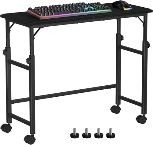 Snughome Bandeja de teclado móvil con alfombrilla para mouse, ajuste de altura de 23 a 31 pulgadas, escritorio de pie para teclado, extensor rodante debajo del escritorio con ruedas bloqueables