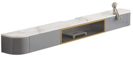 Xuanyingfafafa Floating Tv Stand, Simple wall hanging TV frame toughened glass table top + metal ultra-thin load-bearing design(240x24x18cm)