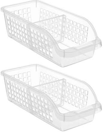 SEWACC Cajas para Almacenar Leche y Frutas para Refrigerador 2 Piezas Transparentes Separadores Ajustables Organizador de Alimentos para Cocina y Nevera Almacenamiento Compacto