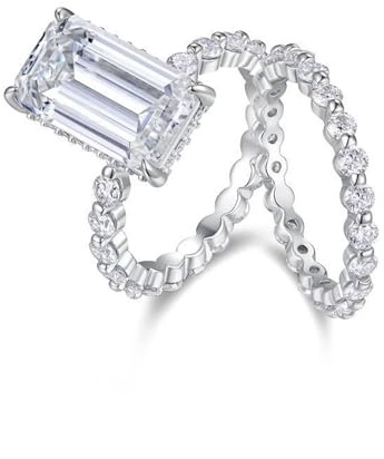 Skcess Platin Ring, Wedding Ring Moissanit Weiß Moissanit Größe 45 (14.3)