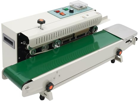 FR-900 Vakuumierer & Automatisches Folienschweißgerät | Heißsiegelgerät für Lebensmittel | Versiegelungsmaschine mit Prägerad | Horizontal Kontinuierliche Durchlaufsiegelgerät