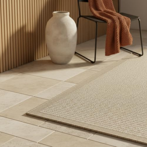 KADIMA DESIGN In- & Outdoor-Teppich Einfarbig Uni Wetterfest Waschbar Strapazierfähig Beige 160x230 cm Balkon Terrasse Küche Fußbodenheizung geeignet Pflegeleicht Flur Garten Oeko-TEX | Oriana