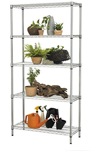 Archimede Sistema Componibile, Scaffale Esterno con 5 ripiani, Grigio (Cromato), 90 x 35 x 177 cm