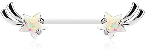 Autiga Brustwarzen Piercing Nippelpiercing Brustpiercing Sterne Sternschnuppen Straight Barbell Silber-klar