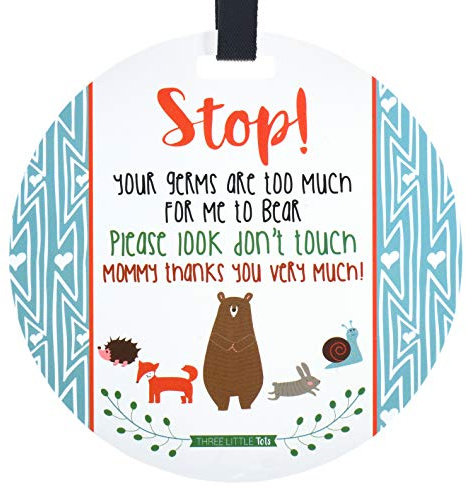 THREE LITTLE TOTS – Woodlands Themed Please Look Don't Touch Baby Car Seat Sign or Stroller Tag - CPSIA Safety Tested