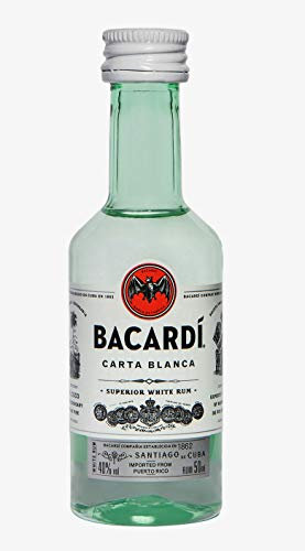 Bacardi Carta Blanca - Paquete de 10 botellines x 50 ml - Total: 500 ml