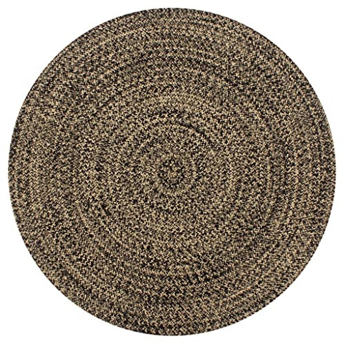 vidaXL Teppich Handgefertigt Kurzflor Wohnzimmerteppich Handwebteppich Juteteppich Läufer Schlafzimmer Flur Jute Geflochten Schwarz Natur 90cm