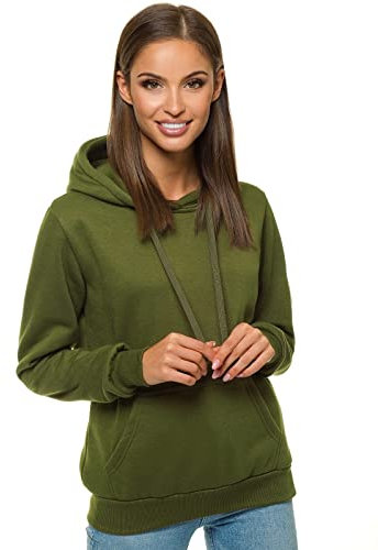 OZONEE Damen Kapuzenpullover Sweatjacke Sweatshirt Farbvarianten Kapuzenjacke Kapuzenpulli Kapuze Langarm Hoodie Sport Style Casual Fitness Training Basic JS/W02Z Khaki S