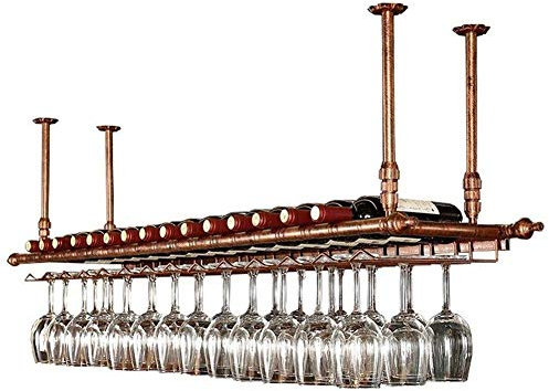 N / A Plafond casier À Vin LINLINZ Casiers À Vin Au Plafond Suspendus Porte-verres À Pied, Hauteur Réglable Étagère De Décor Pour Les Bars, Restaurants, Cuisines, 2 Coloris (Color : Bronze)