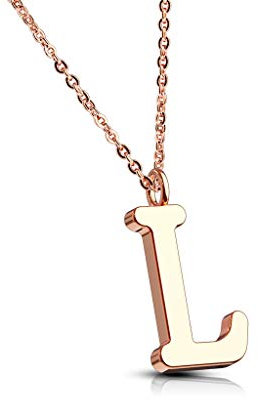 Bungsa BUCHSTABE L Kette Rosegold - BUCHSTABEN-ANHÄNGER L Halskette in Rosegold - Alphabet Kette rosé - aus Edelstahl - Schmuck für Damen, Kinder & Herren
