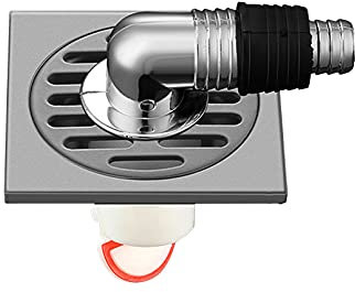 Edelstahl Bodenablauf 100x100mm Quadratisch Anti Geruch Badezimmer Boden Abfluss Bad Dusche Küche Badablauf Drainage Reinigen für Waschraum mit Abflussrohrverbindung (A)