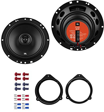 JBL Stage1 61F Lautsprecher mit Einbauset kompatibel mit Audi A3 (8P) 3-Türer 2003-2012 Türen vorne 400 W 165mm 2 Wege Koax