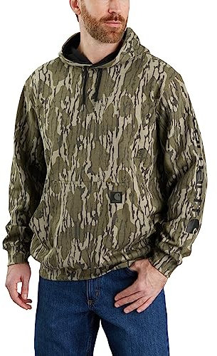 Carhartt Herren-Sweatshirt, lockere Passform, mittelschwer, Camouflage-Ärmel, Mossy Oak Bottomland Camo, XXX-Large Groß