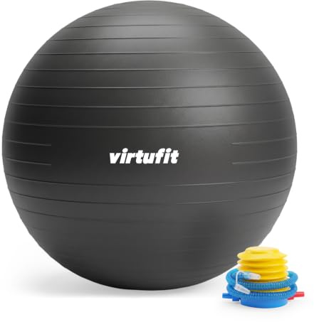 VirtuFit Anti-Burst Fitnessball Pro - Gymnastikball - Swiss Ball - mit Pumpe - Schwarz - 45 cm