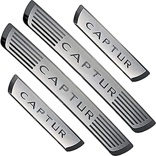 EAGLEG 4 Pezzi Acciaio Inox Battitacco per Auto Sticker, per Ren-Ault CAPTUR 2014-2020, Esterno Battitacco Protezione Plates Anti-Graffio Scuff Adesivi Decorativi Accessori,Silver