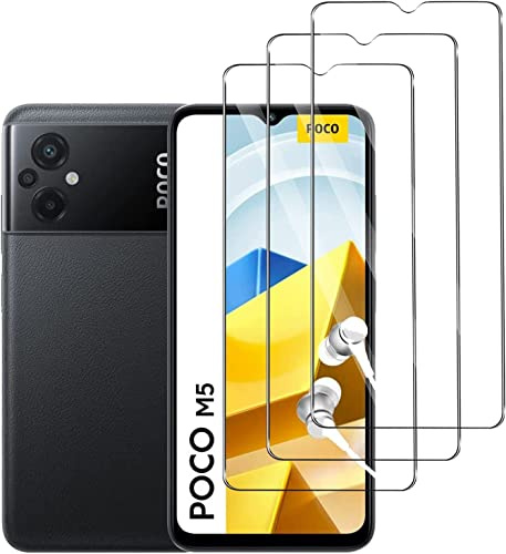 Protector de Pantalla para Xiaomi POCO M5, [3 Unidades] Cristal Templado para Xiaomi POCO M5,Vidrio templado 9H,Sin Burbujas, Alta Definicion,Anti-Arañazos